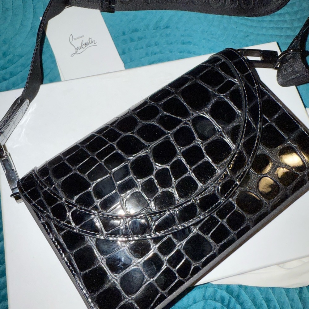 Christian Louboutin Black Croc-Embossed Explorafunk bag.
NEVER WORN